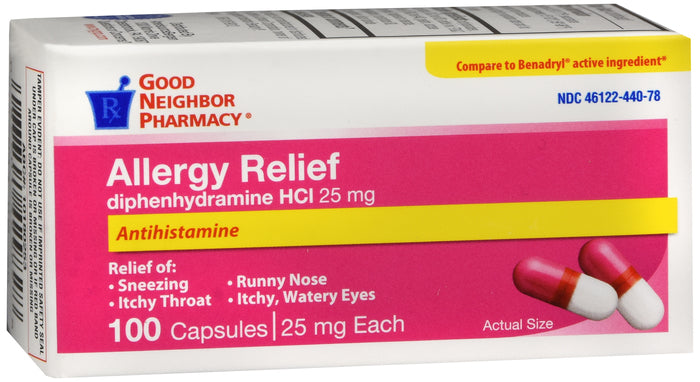 Diphenhydramine 25mg Caps 100ct