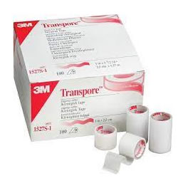 Transpore Tape, 1" x 1½ yds, Transparent